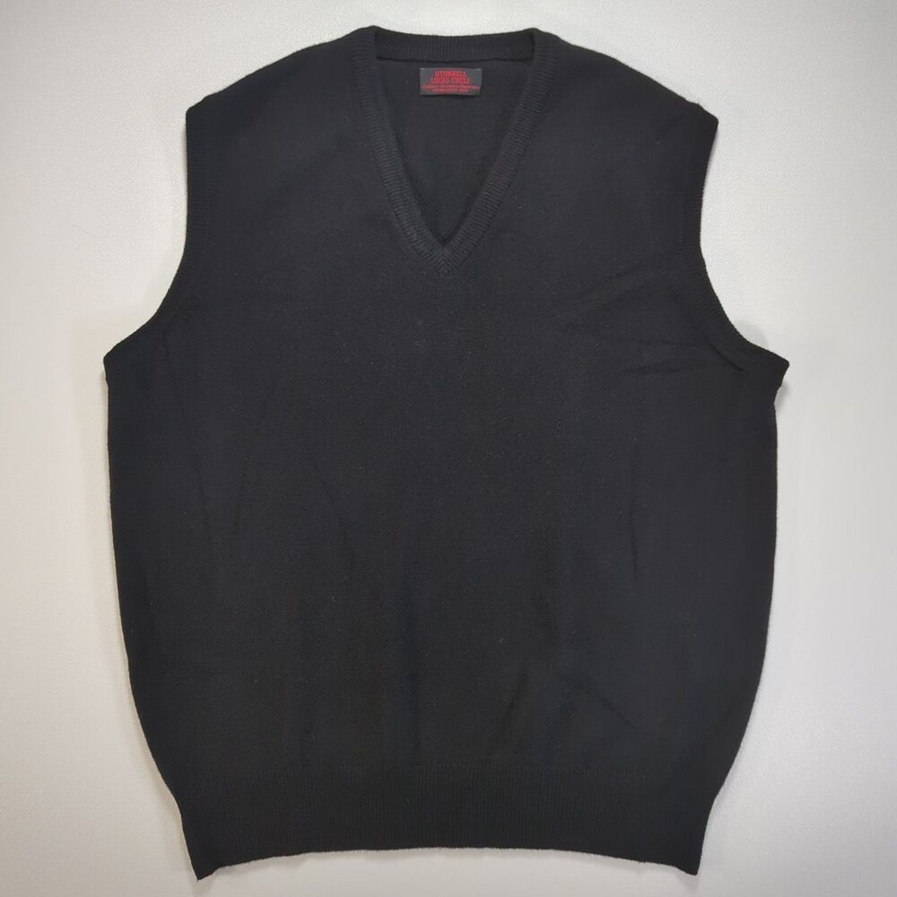 VTG O'Connell Lucas-Chelf Lambswool Sweater Vest Mens 46" EUR 54 Black Britain